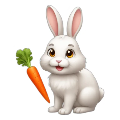 Cute furry rabbit with carrot sticker
