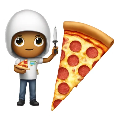 ET holdin pen and a pizza sticker