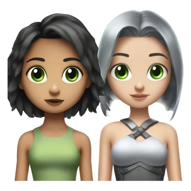 Girl looking like alita angel worrior looking like a cute bunny with green eyes sticker