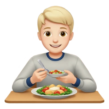 boy enjoying a meal indoors sticker