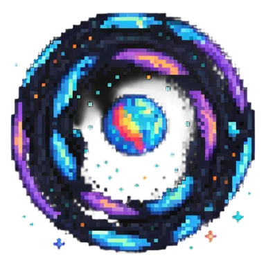 galaxy nebula orb, pixel art style, tiny stars and cosmic swirls sticker