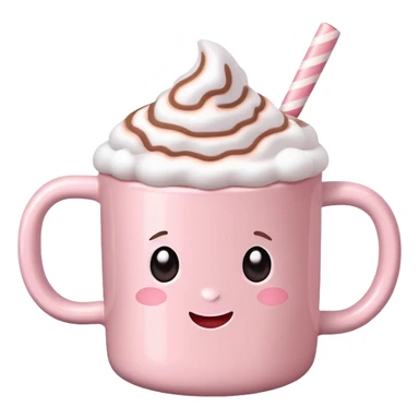 Light Pink mug of hot chocolate with marshmallows  sticker