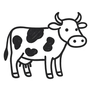 milk cow, hand drawn outlined icon style, sketchy and casual sticker