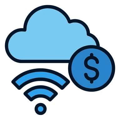 Pay-as-you-connect icon, modern, shades of blue sticker