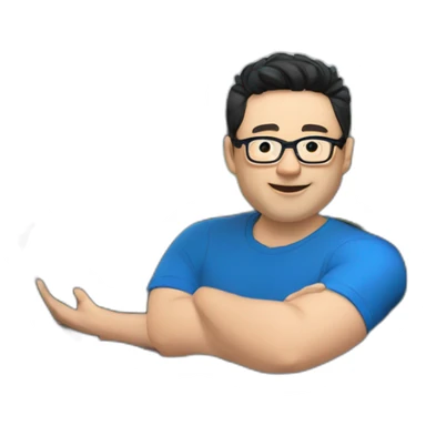 Middle age lean white man with black hair & glasses wearing a blue Tesla T-shirt riding a left drive Black Tesla Model 3 sticker