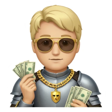 Knight with gold chain dark glasses money sticker