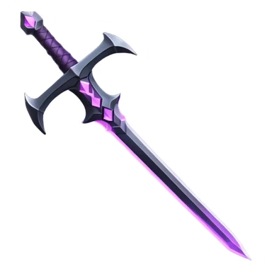 A Discord emoji of a sharpened obsidian blade with a glowing purple rune on the hilt. High-end fantasy style, sleek, metallic black, white background. sticker