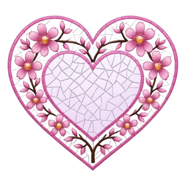 sakura heart with a mosaic pattern sticker