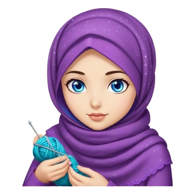 Turkish beautiful finish Konya girl blue eyes with galaxy hijab does knitting  sticker