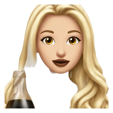 ￼ a beautiful girl with very long blonde hair and big lips drink wine with a girl with brown very long beautiful volume hair  sticker