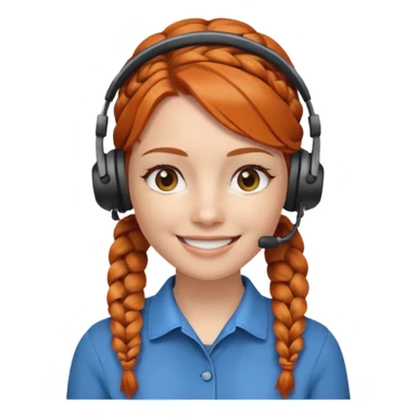 receptionist face braided gingerwith headpset sticker