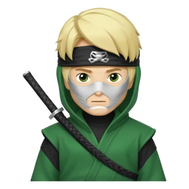 Green ninja Lloyd garmadon blonde hair, kaptur hoody on his head but blonde grzywka visible  sticker