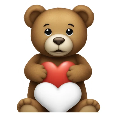 Teddy bear holding a white heart sticker