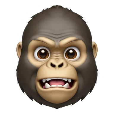 Cinematic Comical Gorilla Portrait Emoji, Head tilted dramatically with an exaggeratedly shocked expression, featuring a robust build with wide, comically expressive eyes full of humorous disbelief, Simplified yet hilariously expressive features, highly detailed, glowing with a slightly sassy jungle glow, high shine, dramatic yet playful, stylized with an air of quirky primate attitude, soft glowing outline, capturing the essence of a meme-worthy gorilla that appears ready to side-eye its way into viral fame! sticker
