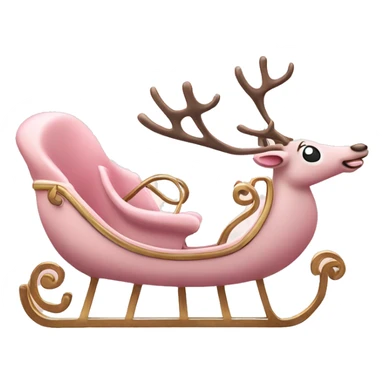 pale pink christmas sleigh with reindeers sticker