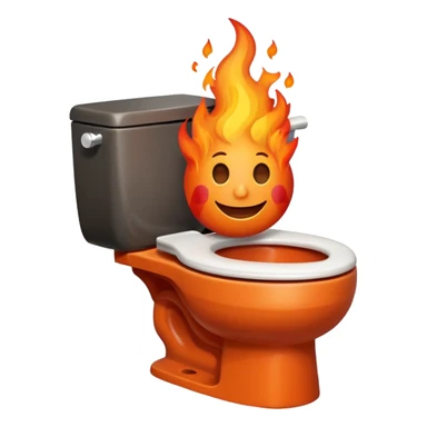 A smiling toilet with fire coming from its bowl sticker
