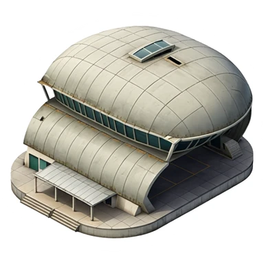 USSR military airplane rounded roof hangar isometry view sticker