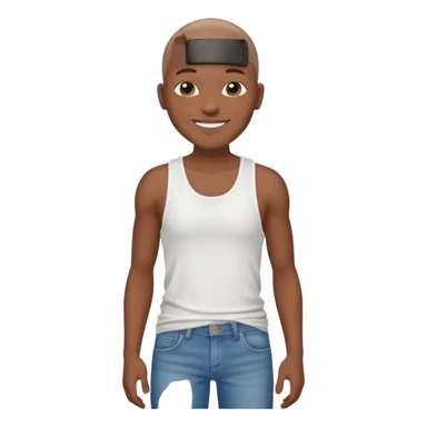 Un personnage noir avec un débardeur blanc et un jean 👖 avec des cheveux rasés  sticker
