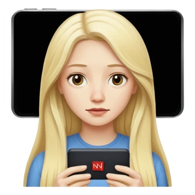 Blonde long hair lady watching Netflix sticker