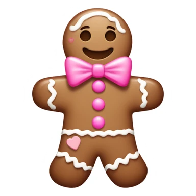 Gingerbread man taupe brown with pink bow and holding a pink candy cane  sticker