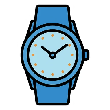 blue watch icon, color outline style sticker