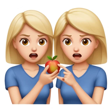two women arguing, expressive faces, apple emoji style sticker