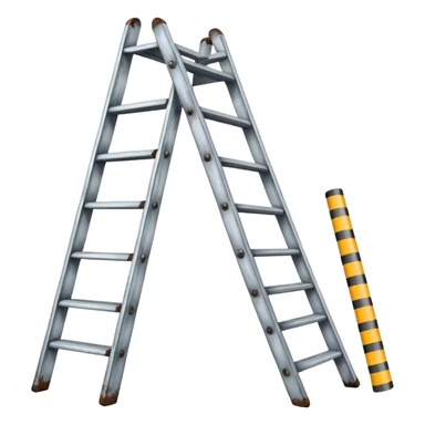 Broken ladder with tape fix sticker