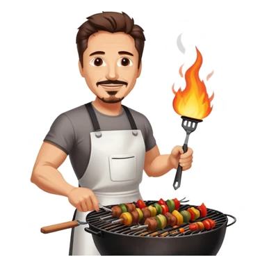 Tony Stark is grilling shashlik on the barbecue. sticker