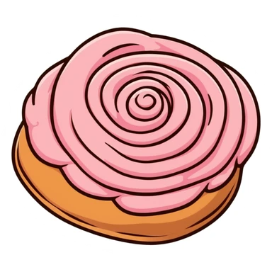 coquette style cinnamon roll with pink frosting seen from top view sticker