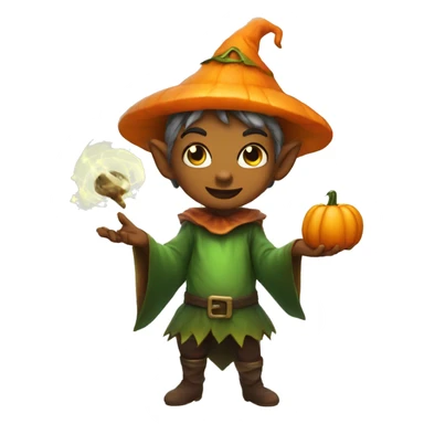 pumkin elf casting a spell sticker