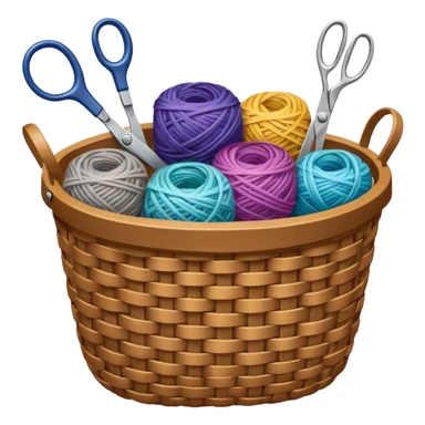 A tidy basket with neatly arranged skeins and scissors. sticker
