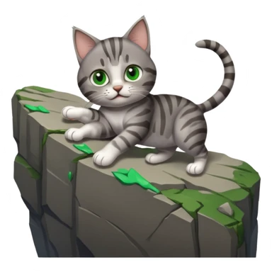 a cat holding another cat hand that fall under cliff sticker