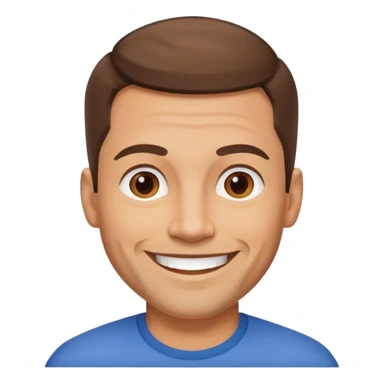 Happy light skin40 brown hair year old fit man with  town hair sticker