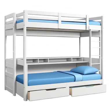 Triple bunk bed white with desk underneath  sticker