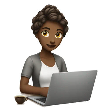 girl with laptop and coffee sticker