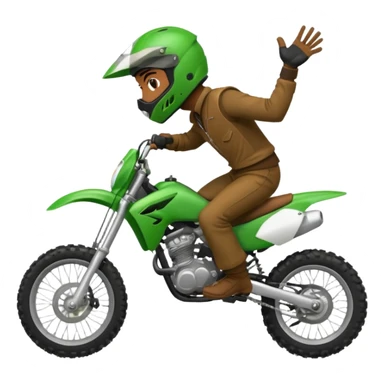 fait moi un emojie en moto vert avec un bandit qui cabre sur une moto cross sticker