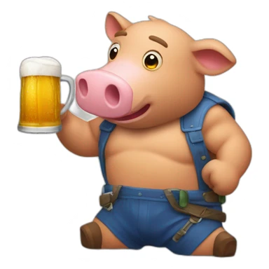 cerdo salvaje bebiendo jarra cerveza sticker