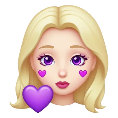 a kissy face with purple hearts  sticker