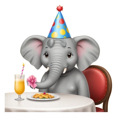 elephant  at a restaurant table sticker