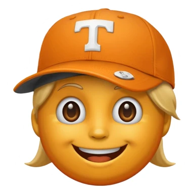 Happy face emoji with orange baseball cap and University of Tennessee logo  sticker
