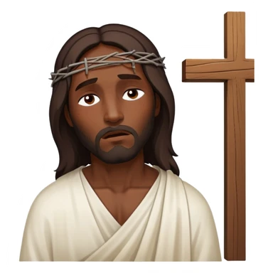 Dark skin christ Jesus injured eyes closed on cross sticker