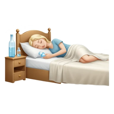 sunlight through curtains, GoCLN bottle and water glass on bedside table, person sleeping

 sticker