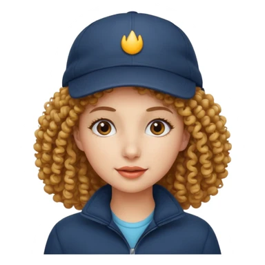 curly haired ,woman with cap sticker