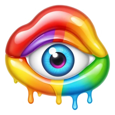 melted rainbow gummy eye sticker