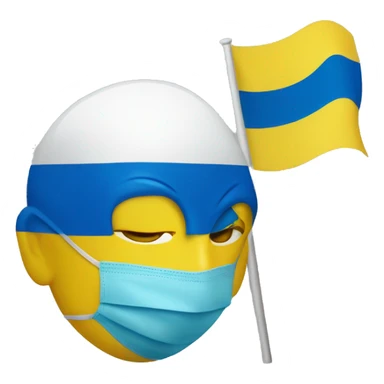 ukraine flag with covid mask sticker