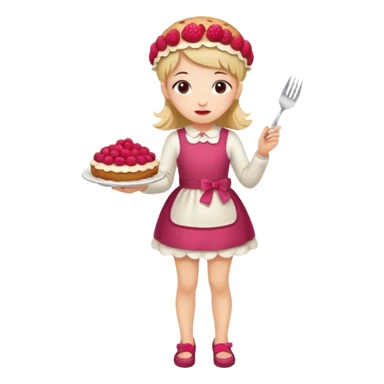 Raspberry torte human full body and legs girl with a raspberry barrette on her head sticker