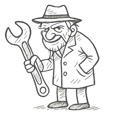 an old charismatic stalker with a big crescent wrench sticker
