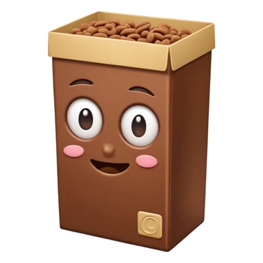 brown chocolate cereal box without eyes and mouth sticker