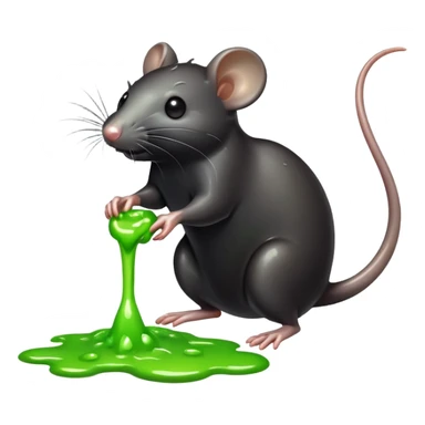 a black rat standing with a trickle of slime sticker