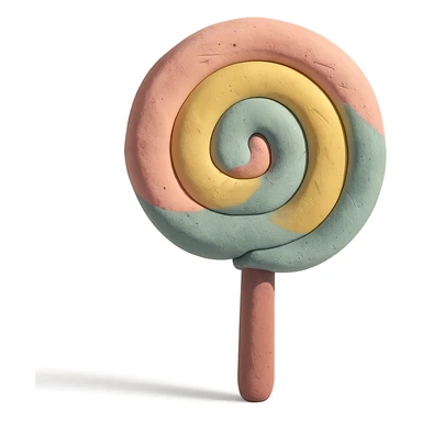 lollipop, claymation style, matte plasticine, pastel colors, visible fingerprints sticker